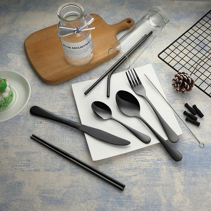 VANDBAO Portable Travel Utensils, Reusable Silverware with Case for Fixing