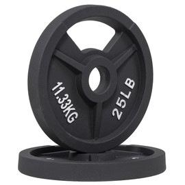 Signature Fitness Cast Iron Plate Weight Plate for Strength Training and Weightlifting, 2-Inch Center (Olympic), 25LB (Set of 2)