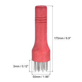 sourcing map Stainless Steel Meat Tenderizer, Meat Mallet Needle Nails Kitchen Tools with Wooden Handle for Tenderizing Meats Steak Fish Chicken, Red