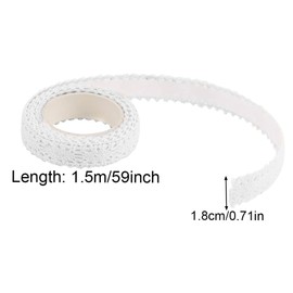 JIANWEI Washi Tape Lace Pattern Tape, Self-Adhesive Decorative Masking Tape, DIY Scrapbooking Lace Tape Sticker, for Card Making/Crafts/Frames/Gifts Decoration(White)