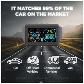 OTPerformance TPMS Solar Tyre Pressure Monitor Car Wireless Pressure Monitoring System LED Display Temperature Pressure for Car RV SUV MPV Sedan