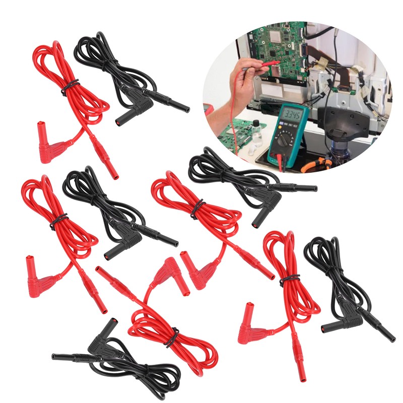 5 Set Banana Plug Test Lead 4mm Right Angle Straight
