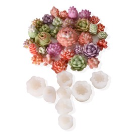 HOMYCOCO 12PCS Succulent Flower Candle Mold Epoxy Resin Wax Mold Silicone Candle Molds for Candle Craft Making Christmas Gift Decoration