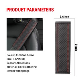 JAVMOO Seat Belt Pads Leather Seat Belt Covers More Comfort Driving Cushion Helps Protect Your Neck and Shoulders Suit for Car, Truck, SUV, Airplane,Camera Backpack Straps-2Pcs