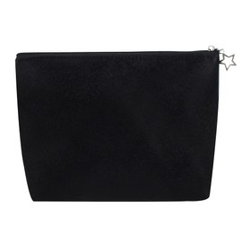 FLYBOT Kuromi Glitter Beauty Small Lightweight Pouch Black PU Leather Travel Case Makeup Zipper Bag