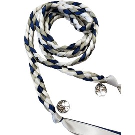 Ivory, Navy Sage Handfasting Cord with Tree of Life- Wedding- Ceremony Braid- Braided Together