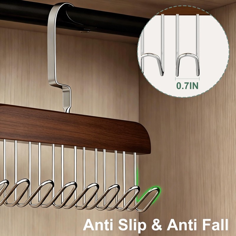 4 Pack Belt Hanger for Closet, Wooden Tie Rack Hangers