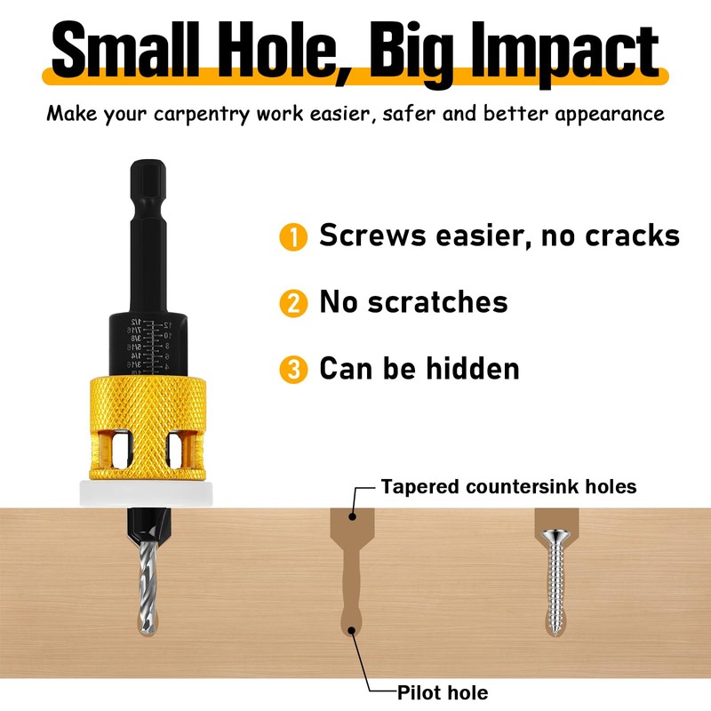 Countersink Drill Bit Set for Wood, 7Pcs Counter Sink Drill
