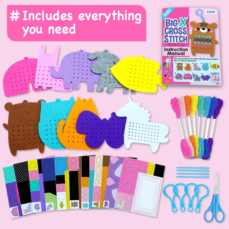 EZCRA Beginner Cross Stitch Kits for Kids - Kids Cross