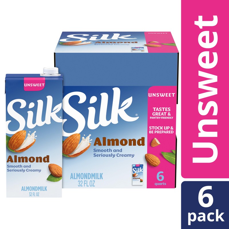Silk Shelf-Stable Almond Milk, Unsweetened, Dairy-Free, Vegan, Non-GMO Project Verified,