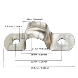 Lamvbls 50 PCS M14 0.55 inch Two Hole U Tube Strap Clamp, Stainless Steel U Clamp bracket Pipe Clamp