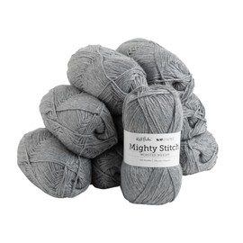 Knit Picks Mighty Stitch Acrylic and Superwash Wool Blend Worsted Weight Gray Yarn Pack - 10 skeins of 100g Each - 2080 Yards Total (Ash Heather)