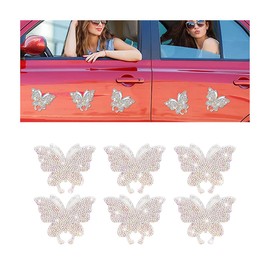 JNNJ Pack of 6 Glitter Window Decorations Stickers for Cars, Sparkling Diamond Butterfly Stickers, Bling Rhinestone Crystal Decals for Vehicle (AB)