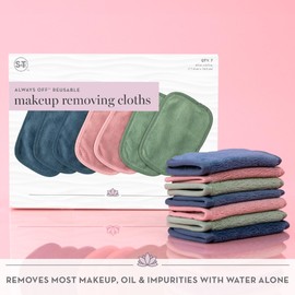 S&T INC. Makeup Remover Wipes for Skin Care, Reusable Makeup Wipes with Laundry Bag, Travel Essentials, Assorted Colors, 4.5 Inch by 6.5 Inch, 7 Pack