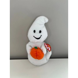 Ty Beanie Baby 🎃 SPOOKY The Ghost with Pumpkin 6" NEW MWMT'S