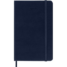 Moleskine Weekly Planner, Weekly Agenda with Space for Notes 12 Months 2025, Hard Cover and Elastic Closure, Sapphire Blue Color, Pocket Format 9x14 cm