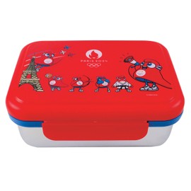 Fun House Olympische Spiele Paris 2024 Brotdose Jo Edelstahl H 6,5 x B 17 x T 13,5 cm für Kinder – wiederverwendbares Geschirr