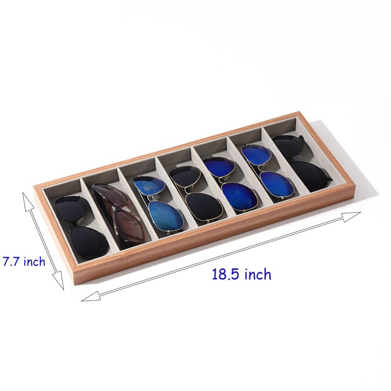 Lurockie Walnut Wood Glasses Storage Box Eyeglass Sunglasses Box Storage