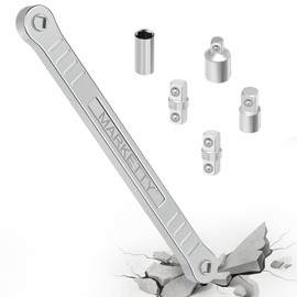 MARKETTY 3/8-Inch Offset Extension Wrench, 15.4-Inch Tight Space Wrench Set with 3/8", 1/4", 1/2" Square Drive Adapters and 1/4" Socket, 5/8-Inch Thick Ideal for Reach into Tight Spaces