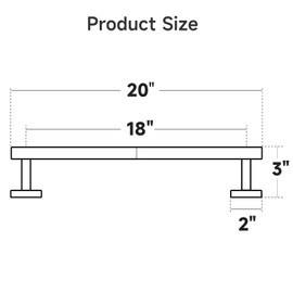USHOWER Polished Chrome Towel Bar, 18-Inch Towel Racks for Bathroom Wall-Mounted, SUS304 Stainless Steel Towel Rod (Total Length 20-Inch)