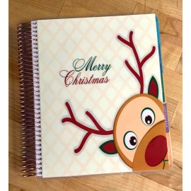 Handmade Merry Christmas Cute Reindeer Front/Back Cover Set 4 use w Erin Condren Planner