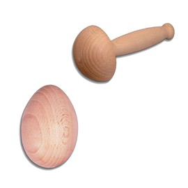 2 x Hofmeister® Set of Darning Mushroom 12 cm and Darning Egg 6 cm, for Stuffing Holes in Clothes, Protects Fingers from Sewing Needle, 100% Natural Product Made from EU Beech Wood