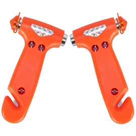 2-in-1 Car Emergency Escape Tool - Tungsten Steel Tip Window Breaker, Seatbelt Cutter & Safety Hammer with ABS Non-Slip Grip Easy To Carry (Red 2-Pack)