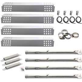 Hisencn Replacement Parts Kit for Charbroil 4 Burner 463241113, 463449914 Gas Grills, Pipe Burner Tube, Heat Plate Tent Shield, Crossover Tube for Charbroil Commercial Gas Grills
