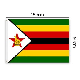 5ft x 3ft Zimbabwe Flag 90 x150cm Zimbabwe National Flag with Two Brass Grommets Large Flag of Zimbabwe for Festival Party Sport Events Gardens Home Indoor and Outdoor Decoration