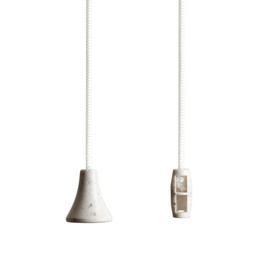 sleeklight Bathroom Light Pull Cord Marble Effect White Acorn Handle, Ice White Cord and Connector. Pack Of Three.