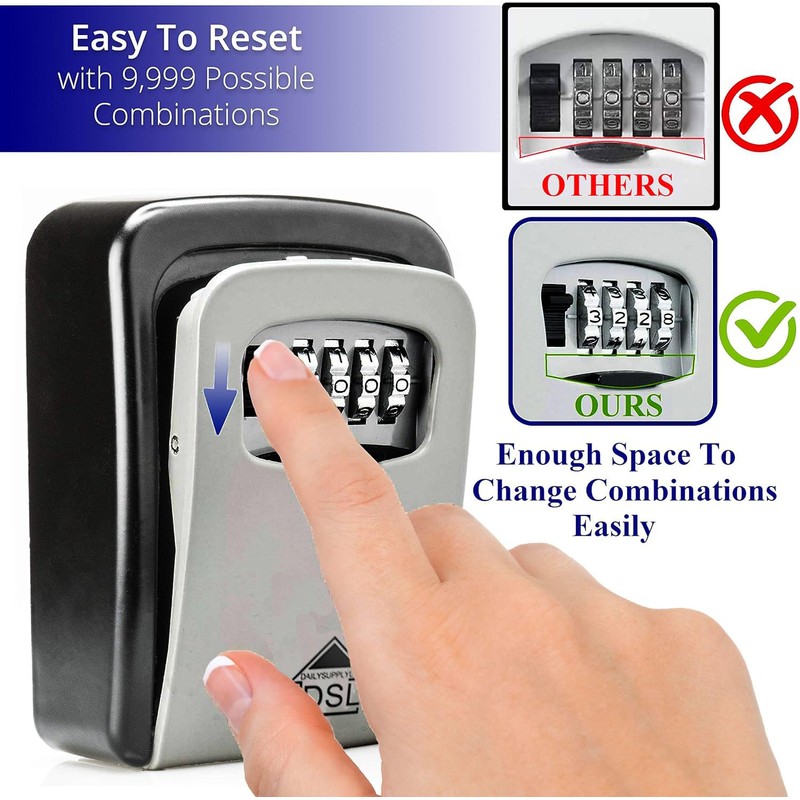 DSL Key Safe Wall Mounted, Waterproof Outdoor 4 digit Combination