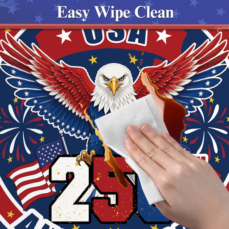 Hiboss 4th of July Tablecloth Round 44 Inch, Memorial Day