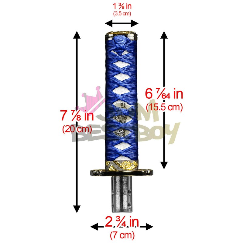 JDMBESTBOY Samurai Sword Blue White Shift Knob Shifter Alloy Katana