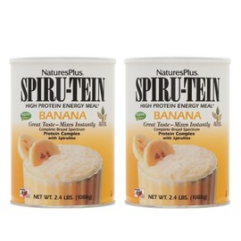 NaturesPlus SPIRU-TEIN, Banana - 2.4 lb, Pack of 2 - Plant-Based Protein Shake - Non-GMO, Vegetarian, Gluten Free - 32 Total Servings
