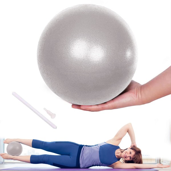 Lanjue Gymnastics Pilates Ball, 25 cm Yoga Ball Non-Slip Anti-Burst Fitness Ball, Balance Sport Ball for Abdominal and Shoulder Training, Balance Sport Pilates (Grey)