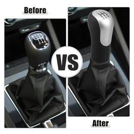 ACROPIX Black Silver Tone Gear Lever Stick Shifter Handle 5 Speed Manual Gear Stick Shift Knob Fit for Ford Fiesta Fusion Transit - Pack of 1