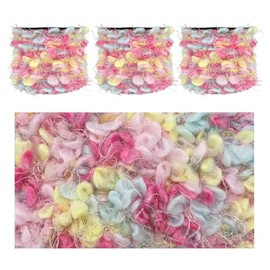 CHENURORA Artisanal Yarn Collection Multifiber Fancy Yarn for Knitting Crocheting Crafts DIY, Set of 3 Rolls (Pink & Baby Blue Bubbles)