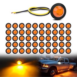 Nilight 50 PCS 3/4” Round Clearance LED Front Rear Side Indicator Bullet Marker Light for Truck RV Car Bus Trailer Van Caravan Boat 12V Amber