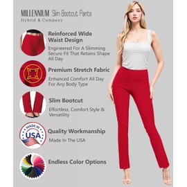Hybrid & Company Womens Business Millennium Slim Bootcut Pants P44972BL RED M