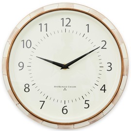 MACKENZIE-CHILDS Wall Clock, Decorative Enamel Clock for Kitchen and Living Room, Brown-and-White Mocha Check