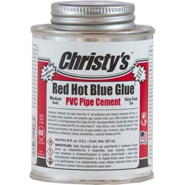 Christy's Red Hot Blue Glue PVC Cement - Medium Body, Very Fast Set, Low-VOC, 1/2 Pint (8 fl oz)