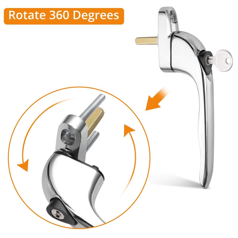 Neoteck Window Handle 2Pcs Inline Window Handle Universal Espag Key