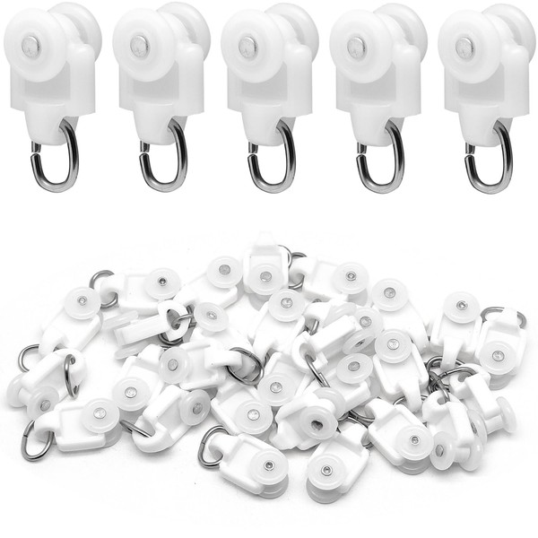 Surf turtle 30PCS Curtain Glider Hooks,Mute Wheel Rollers Track Rail