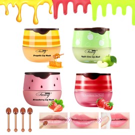 Bee Balm Lip Balm, Pack of 4 Honey Balm Lip Care, Lip Care Moisturising Lip Mask for Day and Night, Reduce Lip Lines & Wrinkles, Lip Scrub Lip Moisturiser