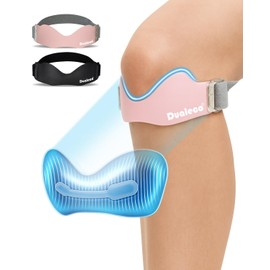 Dualeco Patella Tendon Knee Strap with 3D Cushion, Upgraded V Shaped Knee Support for Women, Anti-Slip Knee Brace for Running/Gym/Weight Lifting, Patellar Strap for Meniscus Tear/Arthritis 1PCS Pink