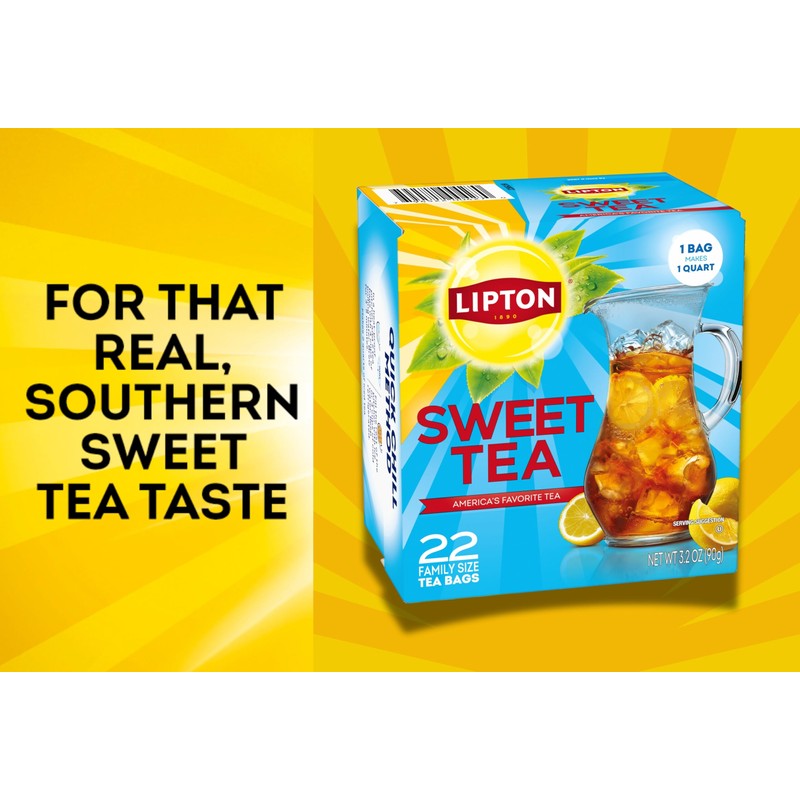 Lipton Southern Sweet Iced Tea Bags 22 Count Family Size