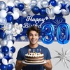 Blue 30th Birthday Decorations for Him Her, 30th Silver and