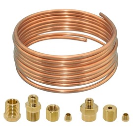 Ebrmeiwo Ebrmeiwo 72' Oil Pressure Gauge Tubing Kit, Set of Copper Tube and Threaded Parts, Universal Fit