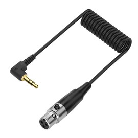 XMSJSIY Mini XLR to 3.5mm Stereo Audio Cable 90 Degree Right Angle 1/8" TRS to Mini XLR 3 Pin Female Headphone Spring Audio Coiled Cord for MP3 Players, Phones, Laptops - 0.5m /1.65 ft