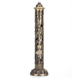 QANYEGN Bronze Tone Dragon Phoenix Relief Incense Burner, Vertical Cameo Incense Holder, Brass Retro Vertical Incense Burner for Tea Room Decoration Indoor Outdoor Use